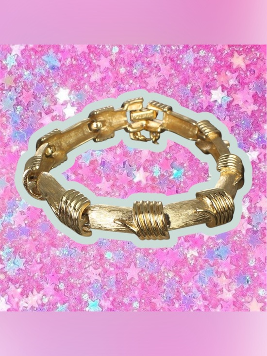 Monet Jewelry - Vintage 1960s Monet gold tone bracelet chunky chain signed jewelry trifari 70s